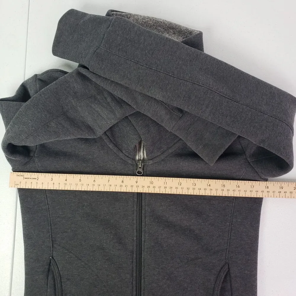 Puma Women's XS Gray Collar Full Zip Pockets Thumbhole Fleece Fitted Cozy Jacket - Picture 4 of 14